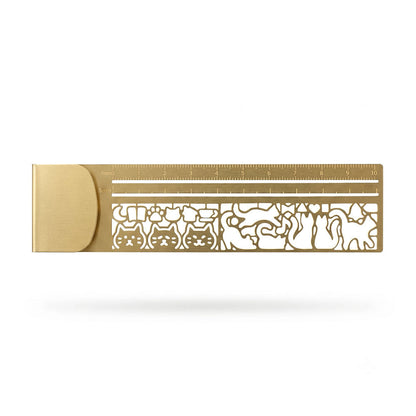 🐱✨ 50% OFF Cute Hollow Cat Brass Bookmark Ruler 📏 | 2-in-1 Gift for Book Lovers
