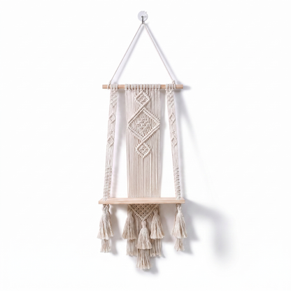 Hand-woven wall-mounted storage rack