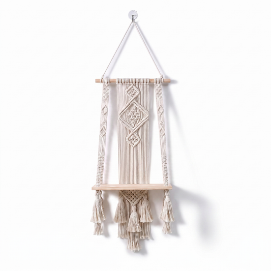 Hand-woven wall-mounted storage rack