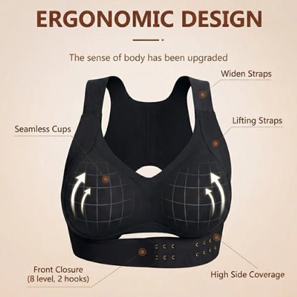 [Postural correction] Women's Beige Wireless Bra, Soft Breathable Non-removable Moulded Cups