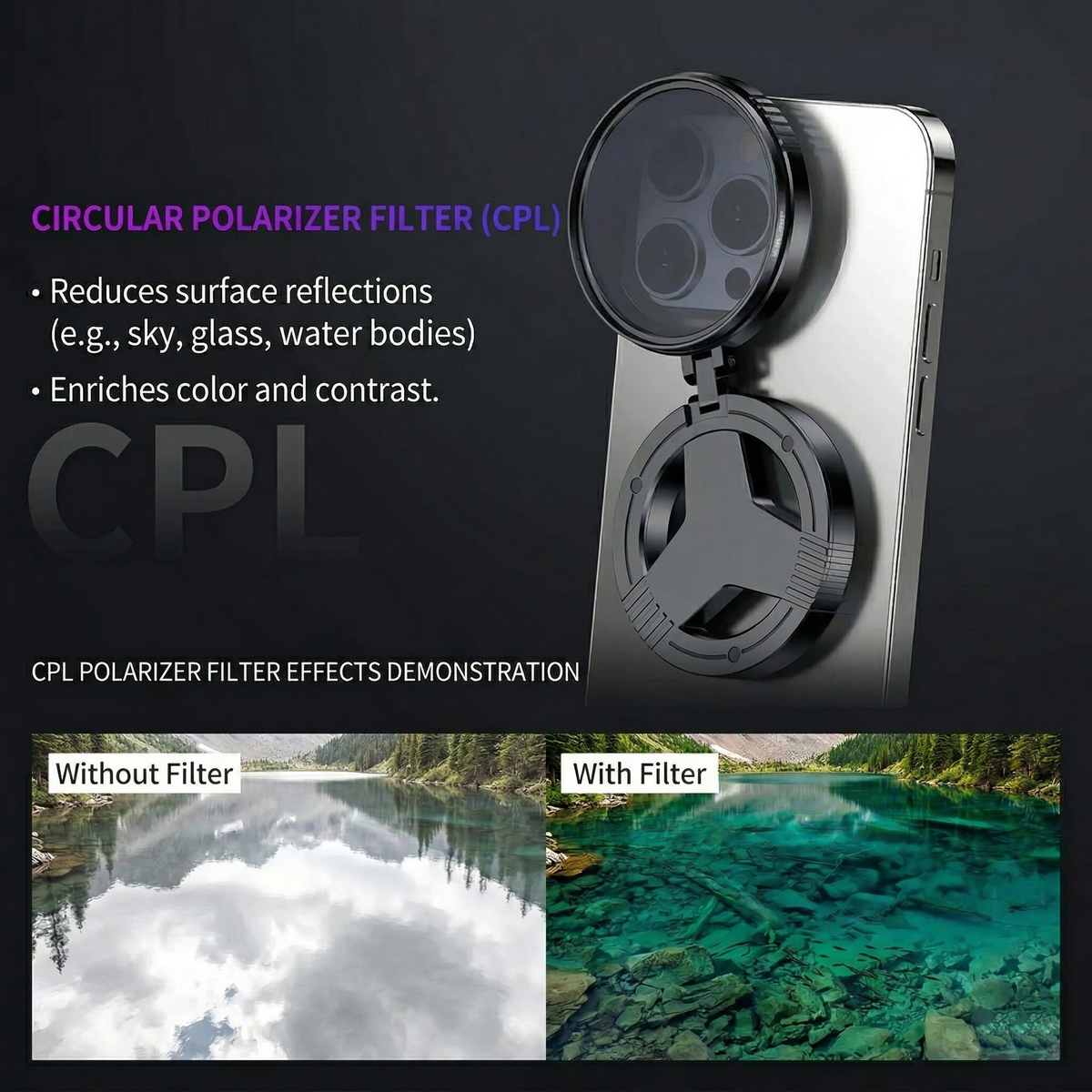 Single Phone Filter 52mm CPL Filter Set for Mobile Phones β Neatmithide