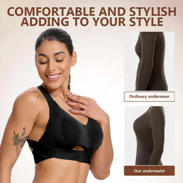 [Postural correction] Women's Beige Wireless Bra, Soft Breathable Non-removable Moulded Cups